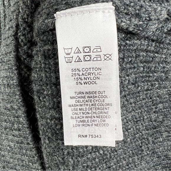 Choker Collar Sweater Peek-A-Boo Elbows Ribbed Knie Gray Small - Picture 11 of 11